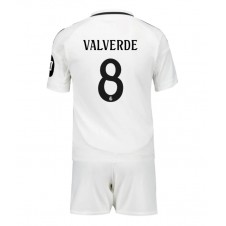 Real Madrid Federico Valverde #8 Hjemmedraktsett Barn 2024-25 Kortermet (+ korte bukser)